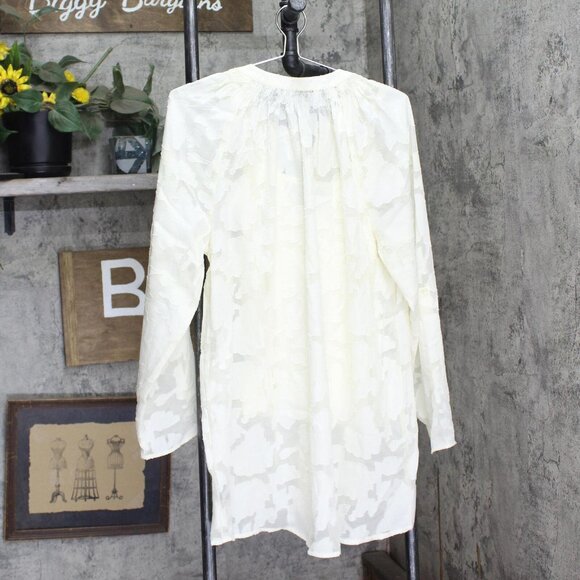 Colleen Lopez Womens Burnout Jacquard Tunic Top with Cami Ivory Off White L - Picture 2 of 8